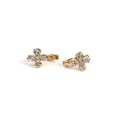 Tiny Accented Cross Huggie Earring (More Metals)