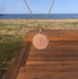 Small 14kt Gold Disc Necklace with Diamond Bezel