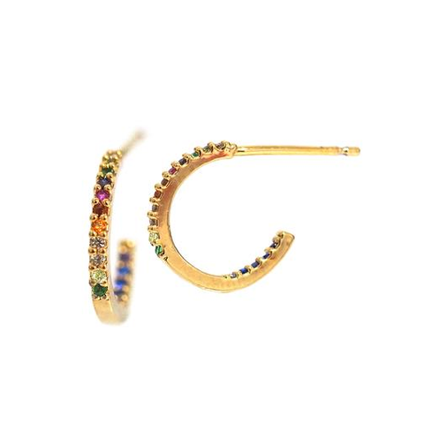 Pave Rainbow Hoops