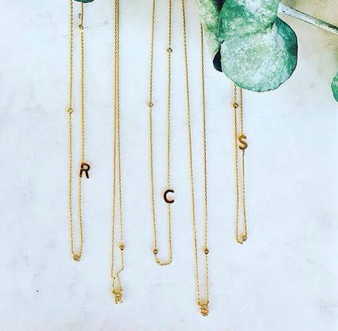 Gold Sideways Initial Necklace